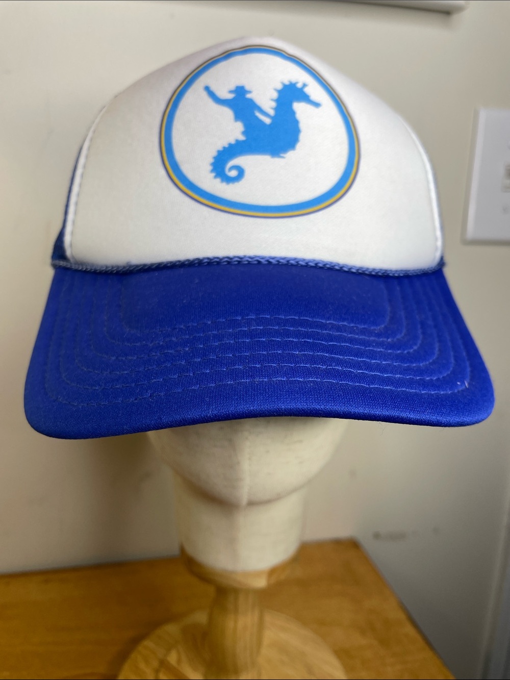 OTTO Blue and White Seahorse Logo Trucker Hat
